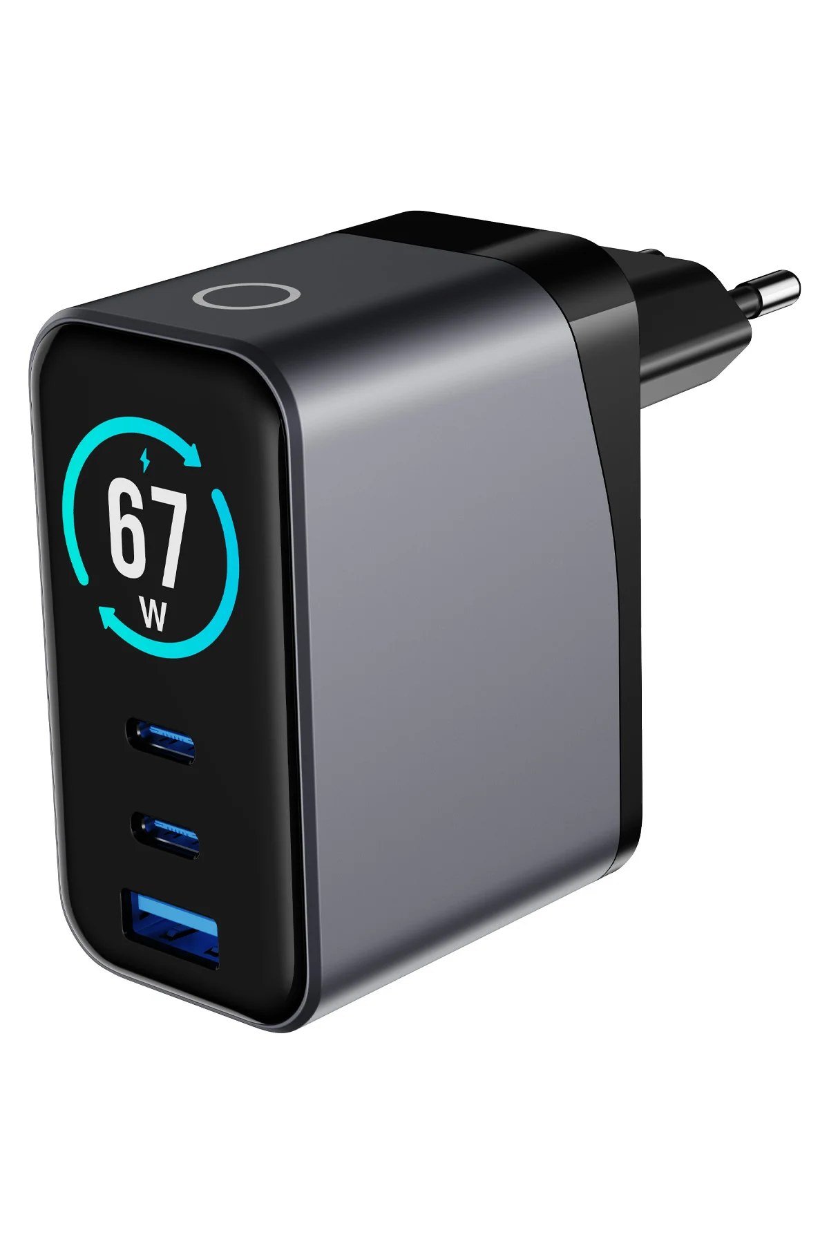 W'More WCG67 3'ü 1 Arada TFT Ekranlı 67W GaN Şarj Cihazı Hızlı Şarj USB-C 3 Portlu Laptop GaN PD 3.1 Evrensel Şarj Cihazı