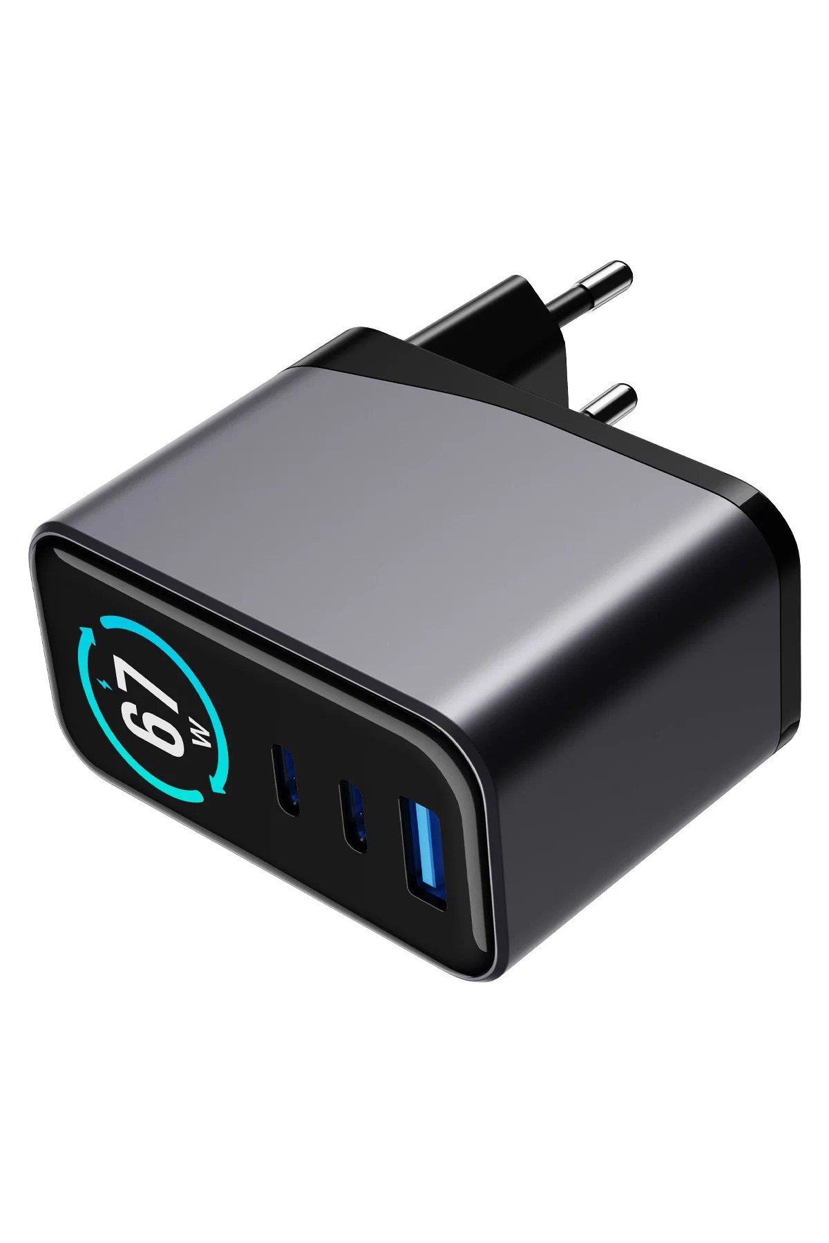 W'More WCG67 3'ü 1 Arada TFT Ekranlı 67W GaN Şarj Cihazı Hızlı Şarj USB-C 3 Portlu Laptop GaN PD 3.1 Evrensel Şarj Cihazı