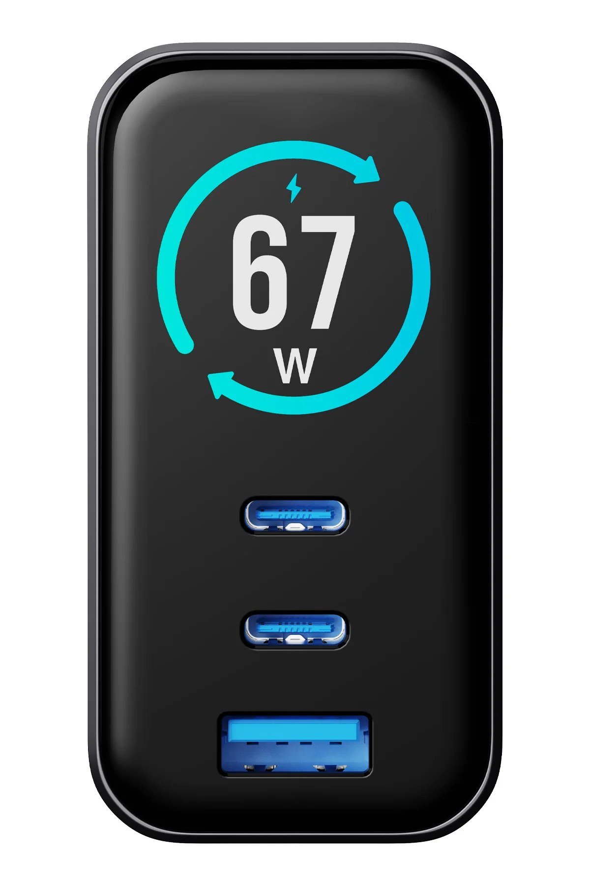 W'More WCG67 3'ü 1 Arada TFT Ekranlı 67W GaN Şarj Cihazı Hızlı Şarj USB-C 3 Portlu Laptop GaN PD 3.1 Evrensel Şarj Cihazı